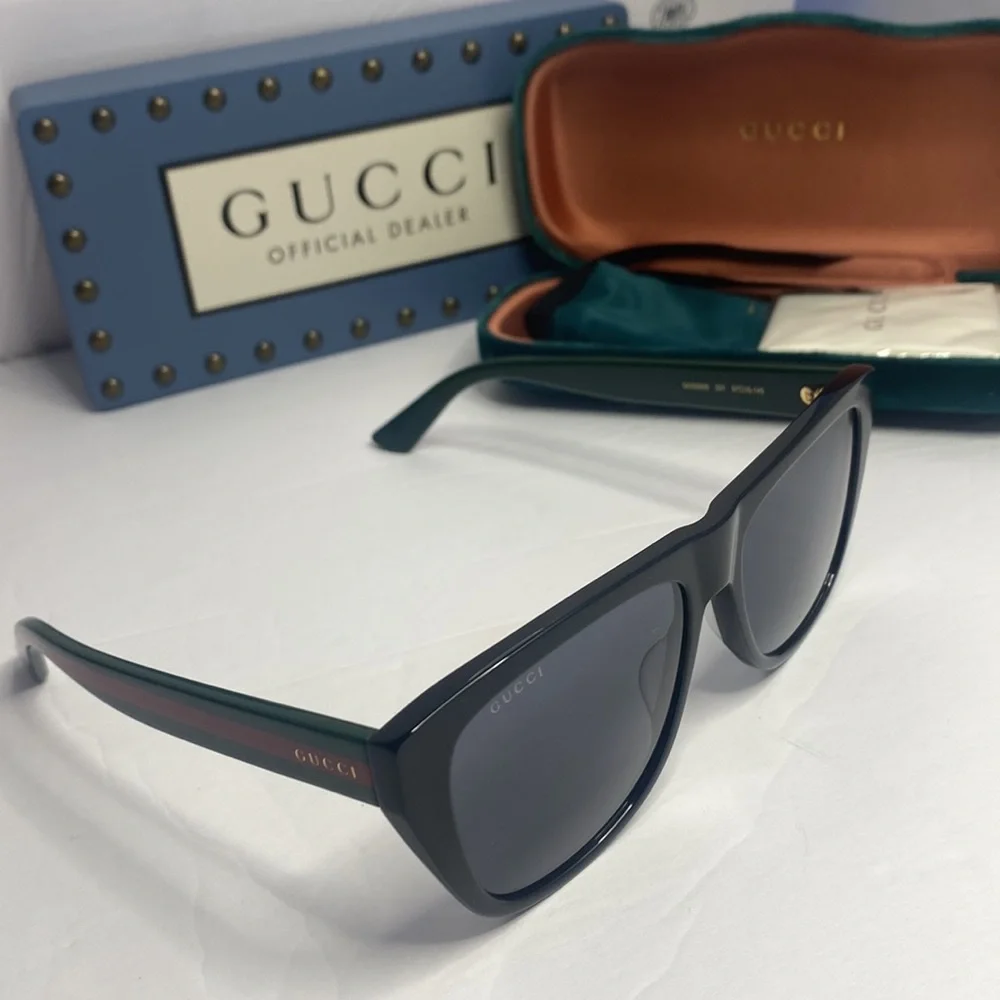 Auth - New - Gucci Sunglasses Unisex GG0926S 001 Black-Green/Grey 57-16-145mm